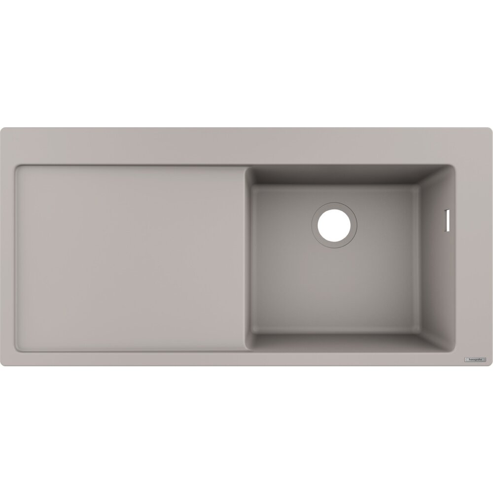 Chiuveta Hansgrohe S514 F450 SilicaTec 450 41.5x105x19 cm cu picurator stanga concrete grey Hansgrohe