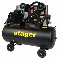 Compresor aer 200L Stager HMV0.6/200-10 10bar, 600L/min, trifazat, angrenare curea