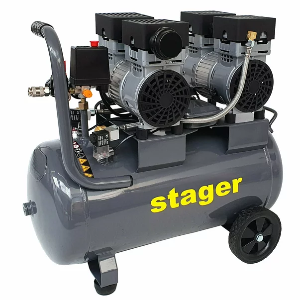 Compresor aer silentios 50L Stager HM0.75x2JW/50 8bar, 270L/min, monofazat, angrenare directa picture - 2