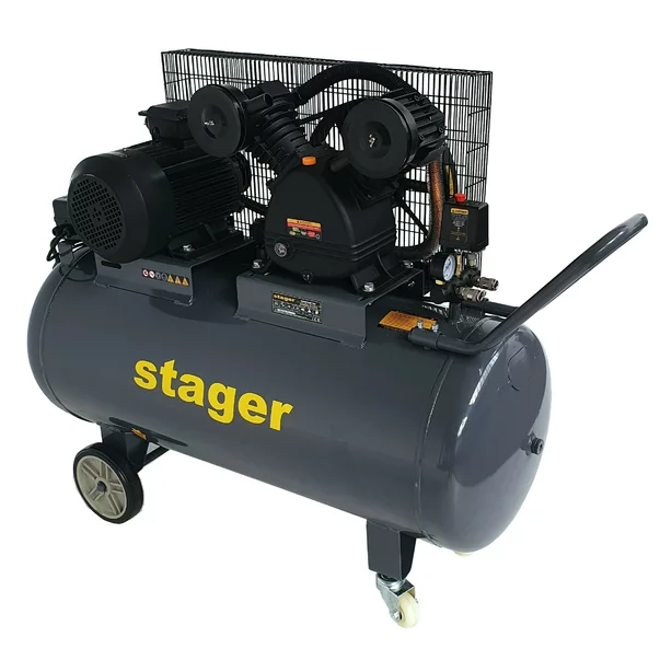 Compresor aer 200L Stager HMV0.6/200 8bar, 600L/min, trifazat, angrenare curea picture - 3