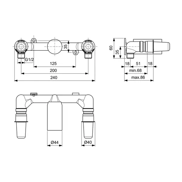 Corp incastrat Ideal Standard Atelier pentru baterie lavoar cu 3 orificii picture - 2