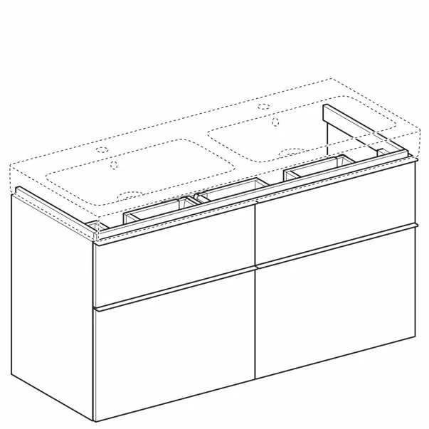 Dulap baza pentru lavoar dublu suspendat gri Geberit Icon 4 sertare 119 cm picture - 2