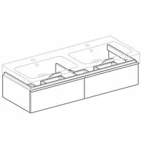 Dulap baza pentru lavoar dublu suspendat stejar natural Geberit Icon 2 sertare 119 cm picture - 2