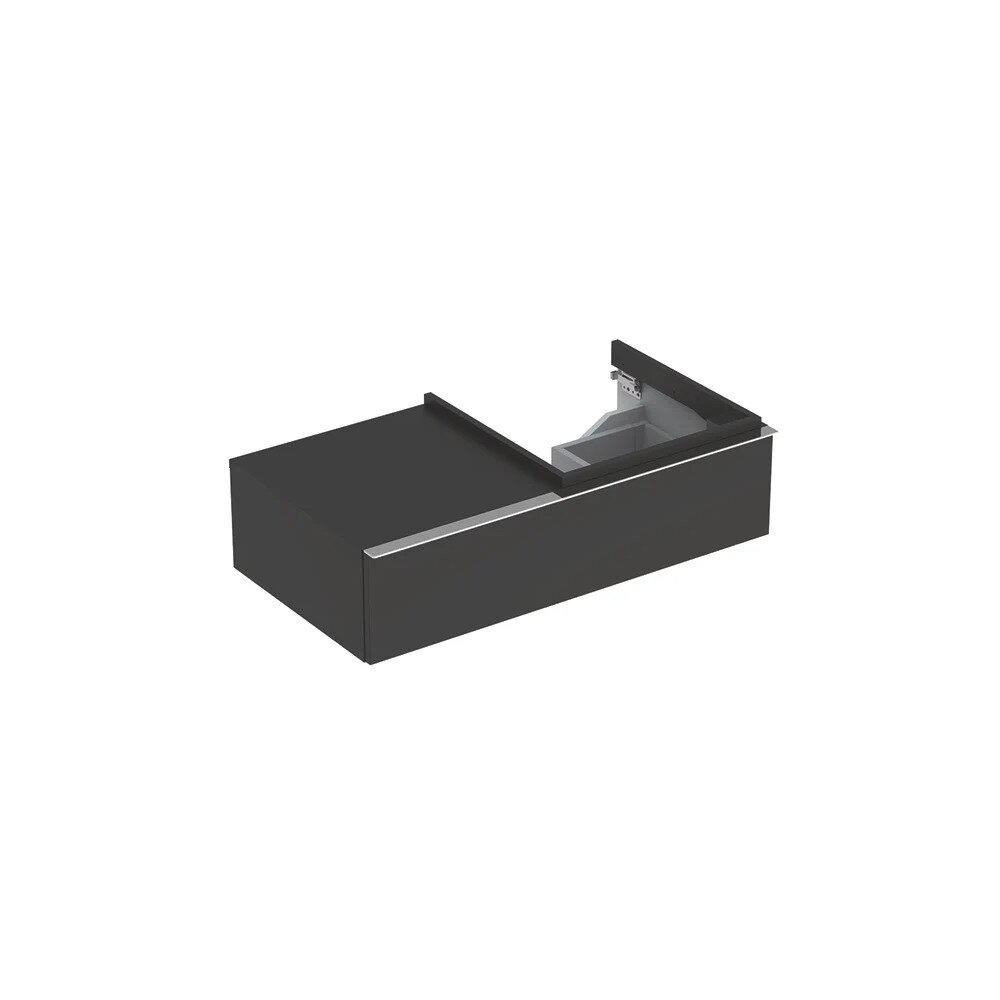 Dulap baza pentru lavoar suspendat negru Geberit Icon 1 sertar si 1 blat dreapta 89 cm