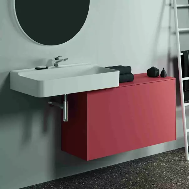 Dulap baza suspendat Ideal Standard Atelier Conca 1 sertar cu blat 100 cm rosu - oranj mat picture - 2