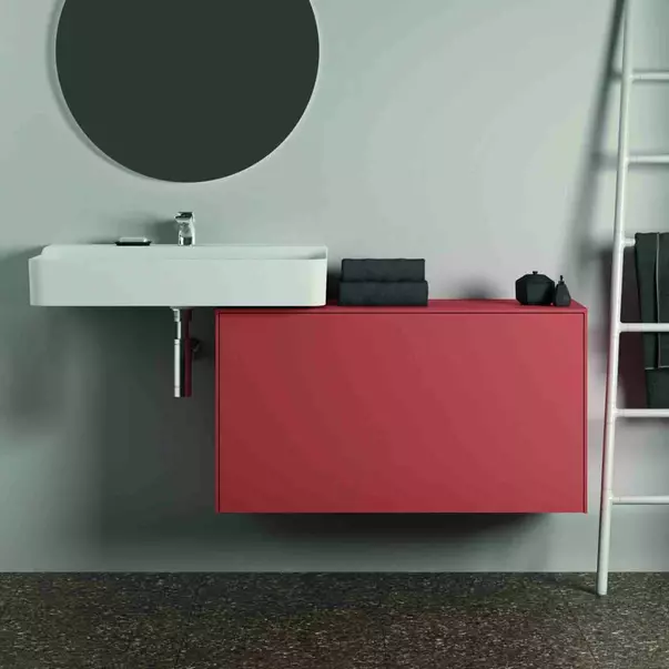 Dulap baza suspendat Ideal Standard Atelier Conca 1 sertar cu blat 100 cm rosu - oranj mat picture - 6