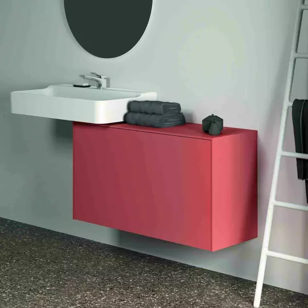 Dulap baza suspendat Ideal Standard Atelier Conca 1 sertar cu blat 100 cm rosu - oranj mat picture - 4