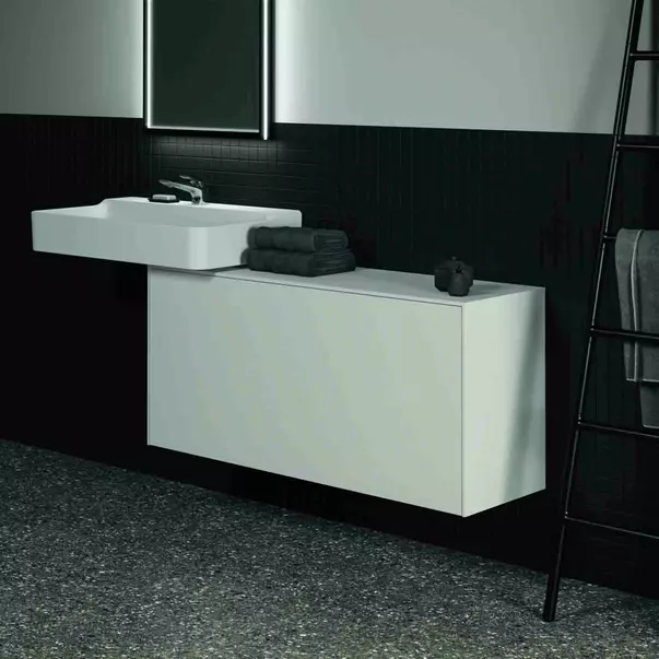 Dulap baza suspendat Ideal Standard Atelier Conca 1 sertar cu blat 120 cm alb mat picture - 5