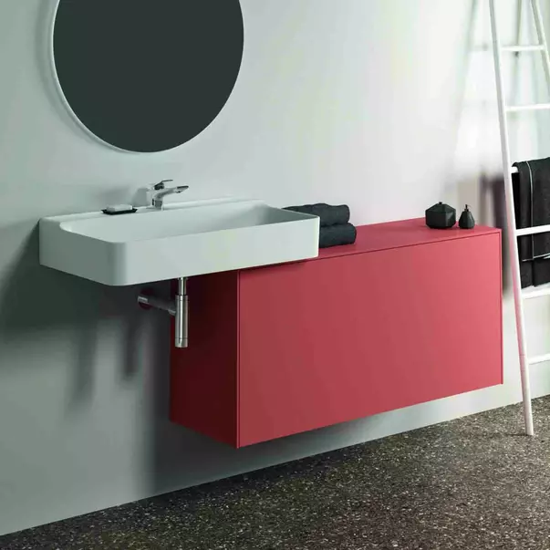 Dulap baza suspendat Ideal Standard Atelier Conca 1 sertar cu blat 120 cm rosu - oranj mat picture - 2