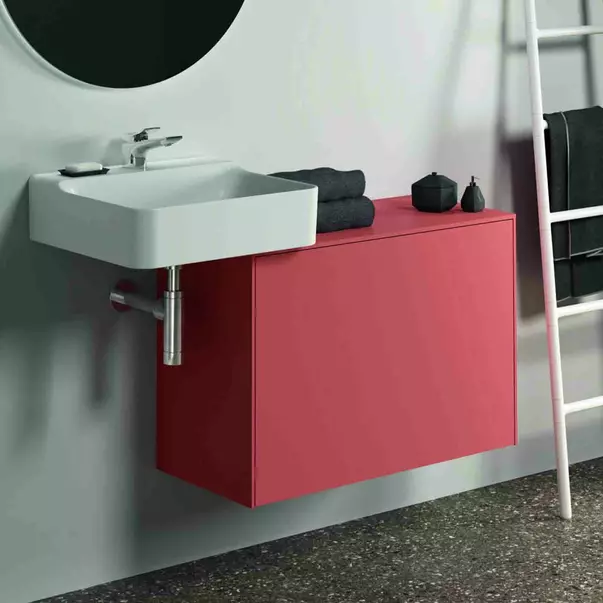 Dulap baza suspendat Ideal Standard Atelier Conca 1 sertar cu blat 80 cm rosu - oranj mat picture - 2