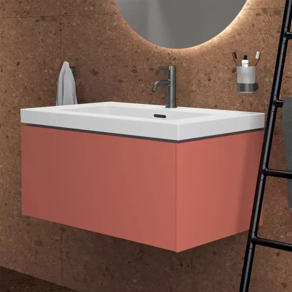 Dulap baza suspendat Ideal Standard Atelier Conca 1 sertar rosu - oranj 80 cm picture - 4