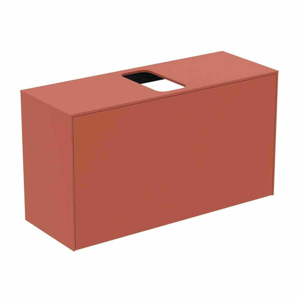 Dulap baza suspendat Ideal Standard Atelier Conca 1 sertar si blat cu decupaj central 100 cm rosu – oranj mat 100