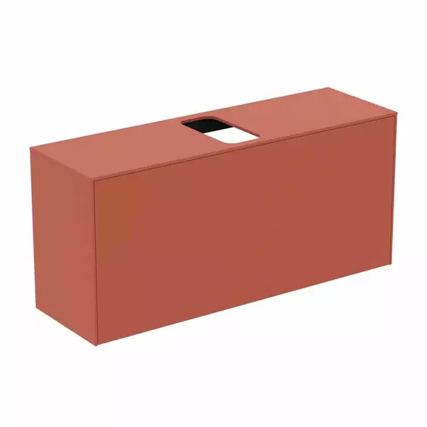 Dulap baza suspendat Ideal Standard Atelier Conca 1 sertar si blat cu decupaj central 120 cm rosu - oranj mat picture - 2