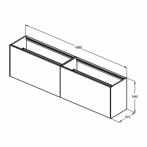 Dulap baza suspendat Ideal Standard Atelier Conca 2 sertare 200 cm finisaj stejar deschis picture - 6