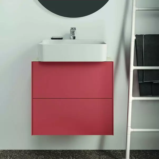Dulap baza suspendat Ideal Standard Atelier Conca 2 sertare 60 rosu - oranj mat picture - 3