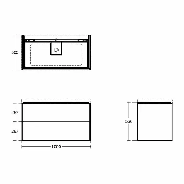 Dulap baza suspendat Ideal Standard Atelier Conca 2 sertare alb mat 100 cm picture - 10