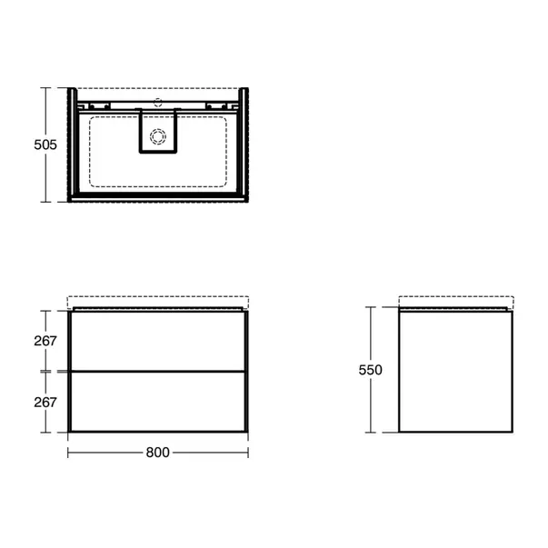 Dulap baza suspendat Ideal Standard Atelier Conca 2 sertare alb mat 80 cm picture - 10
