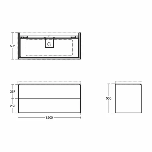 Dulap baza suspendat Ideal Standard Atelier Conca 2 sertare antracit mat 120 cm picture - 10