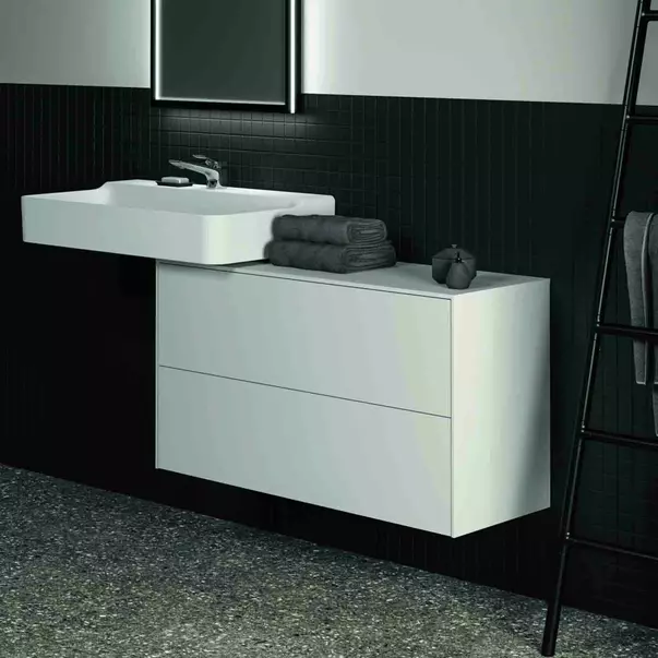 Dulap baza suspendat Ideal Standard Atelier Conca 2 sertare cu blat 100 cm alb mat picture - 5