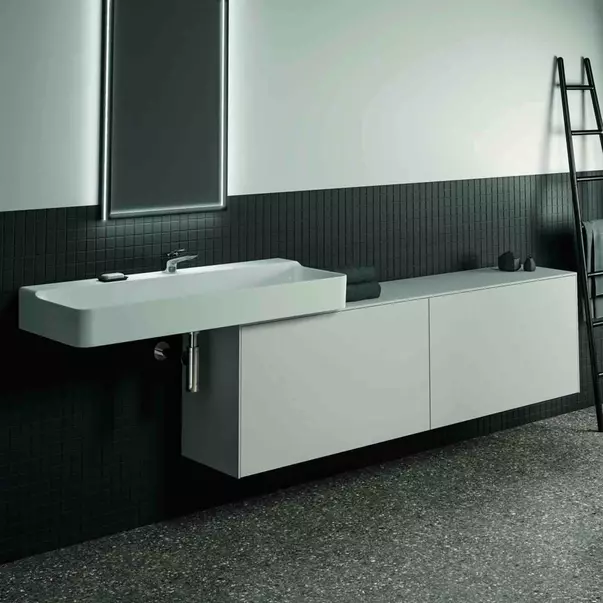 Dulap baza suspendat Ideal Standard Atelier Conca 2 sertare cu blat 200 cm alb mat picture - 2