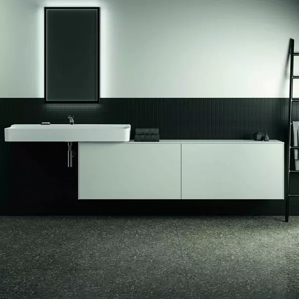 Dulap baza suspendat Ideal Standard Atelier Conca 2 sertare cu blat 200 cm alb mat picture - 3