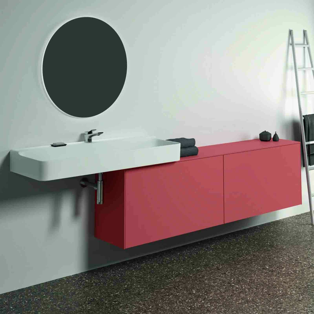 Dulap baza suspendat Ideal Standard Atelier Conca 2 sertare cu blat 200 cm rosu – oranj mat 200