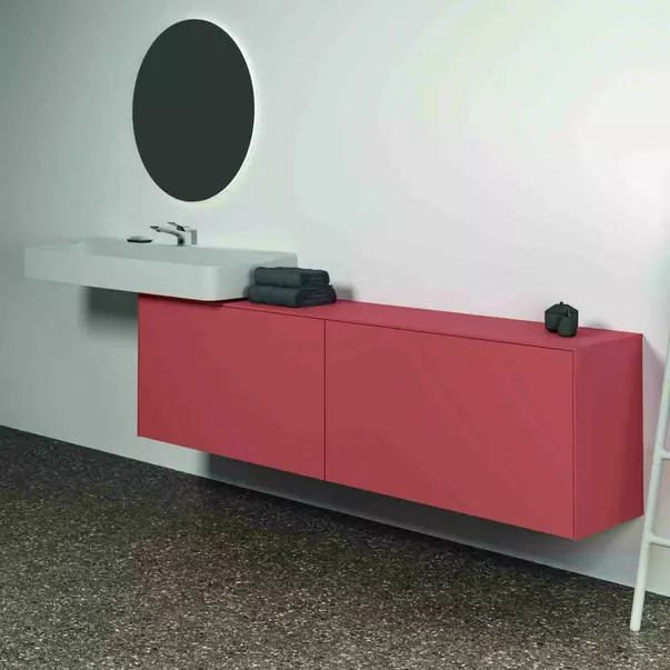 Dulap baza suspendat Ideal Standard Atelier Conca 2 sertare cu blat 200 cm rosu - oranj mat picture - 5