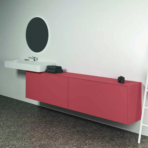 Dulap baza suspendat Ideal Standard Atelier Conca 2 sertare cu blat 240 cm rosu - oranj mat picture - 6