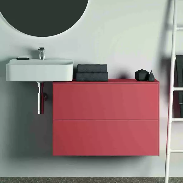 Dulap baza suspendat Ideal Standard Atelier Conca 2 sertare cu blat 80 cm rosu - oranj mat picture - 3