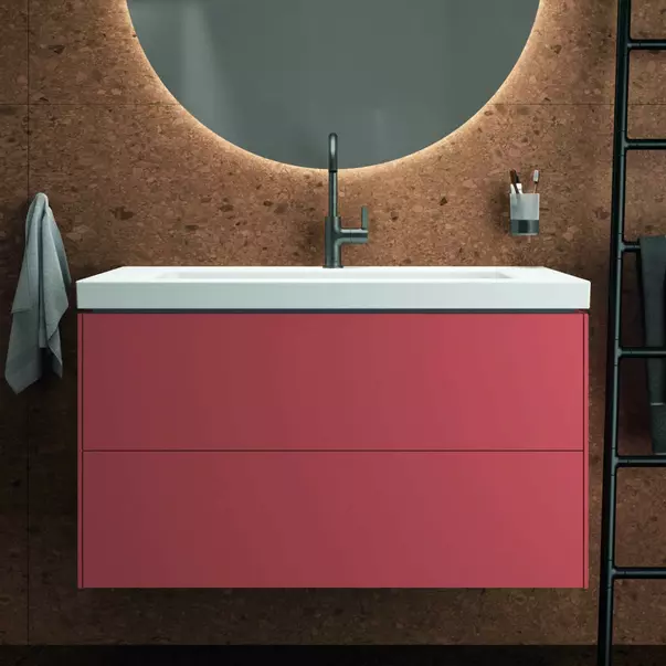 Dulap baza suspendat Ideal Standard Atelier Conca 2 sertare rosu - oranj 100 cm picture - 3