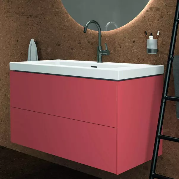 Dulap baza suspendat Ideal Standard Atelier Conca 2 sertare rosu - oranj 100 cm picture - 4