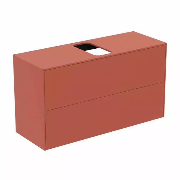 Dulap baza suspendat Ideal Standard Atelier Conca 2 sertare si blat cu decupaj central 100 cm rosu - oranj mat picture - 2