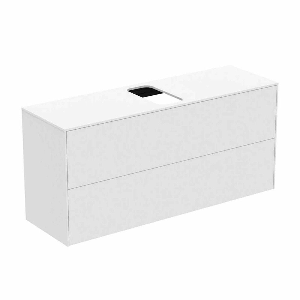 Dulap baza suspendat Ideal Standard Atelier Conca 2 sertare si blat cu decupaj central 120 cm alb mat Dulap baza suspendat Ideal Standard Atelier Conca 2 sertare si blat cu decupaj central 120 cm alb mat