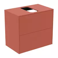 Dulap baza suspendat Ideal Standard Atelier Conca 2 sertare si blat cu decupaj central 60 cm rosu - oranj mat