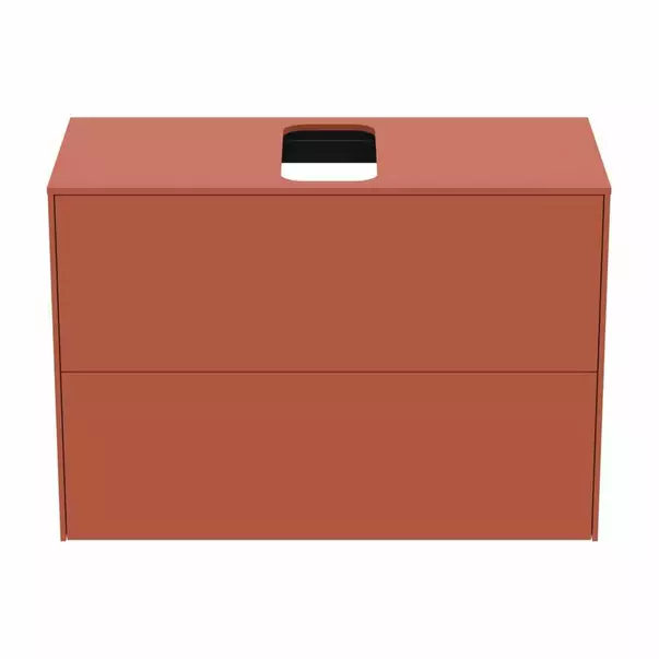 Dulap baza suspendat Ideal Standard Atelier Conca 2 sertare si blat cu decupaj central 80 cm rosu - oranj mat picture - 4
