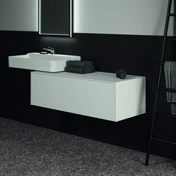 Dulap baza suspendat Ideal Standard Atelier Conca alb mat 1 sertar cu blat 120 cm picture - 5