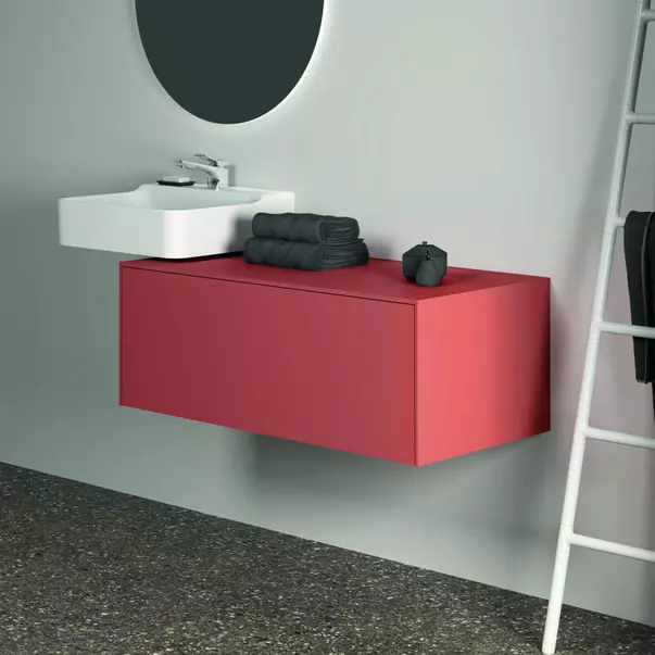 Dulap baza suspendat Ideal Standard Atelier Conca  rosu - oranj mat 1 sertar cu blat 100 cm picture - 6