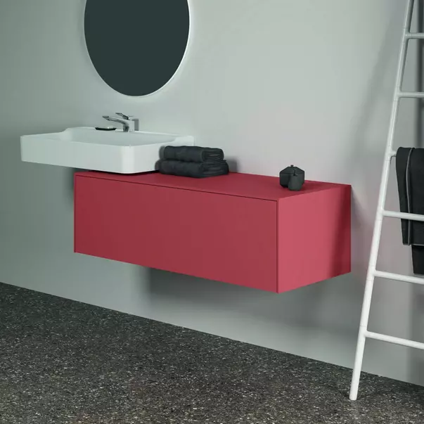 Dulap baza suspendat Ideal Standard Atelier Conca  rosu - oranj mat 1 sertar cu blat 120 cm picture - 6