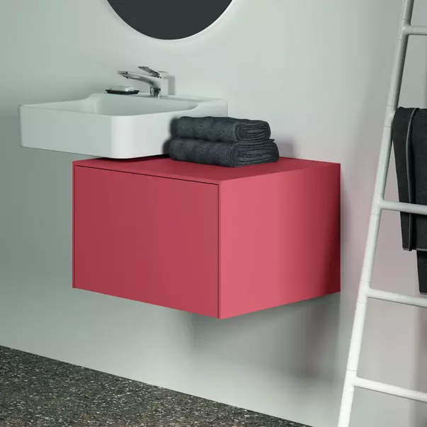Dulap baza suspendat Ideal Standard Atelier Conca  rosu - oranj mat 1 sertar cu blat 60 cm picture - 6