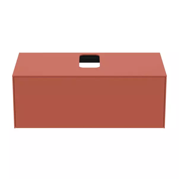 Dulap baza suspendat Ideal Standard Atelier Conca rosu - oranj mat 1 sertar si blat cu decupaj central 100 cm picture - 5