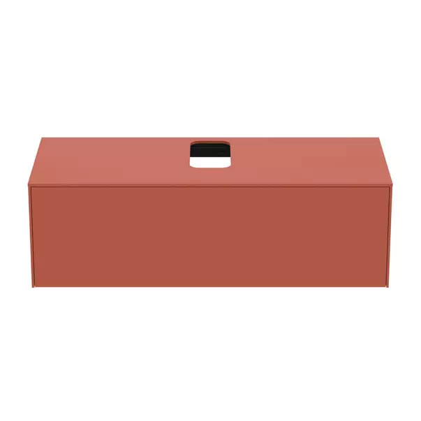 Dulap baza suspendat Ideal Standard Atelier Conca rosu - oranj mat 1 sertar si blat cu decupaj central 120 cm picture - 5