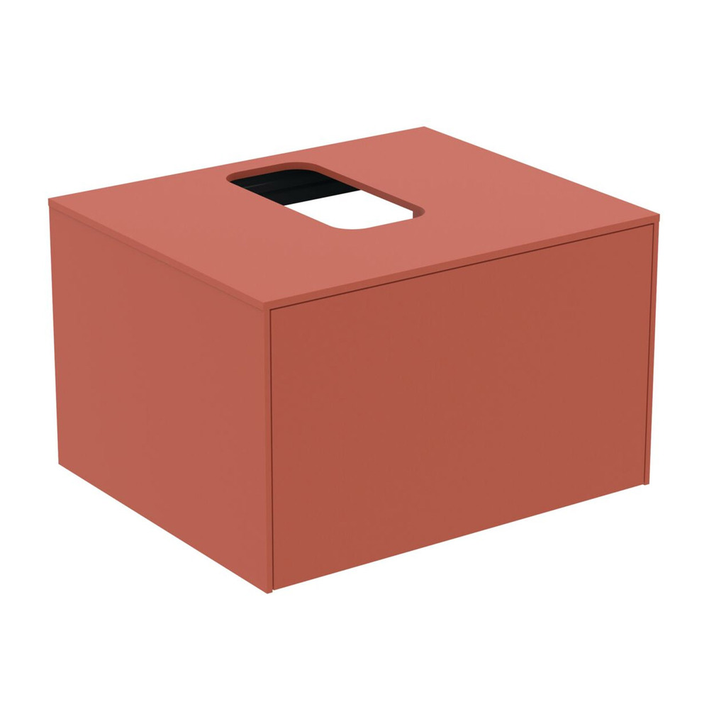 Dulap baza suspendat Ideal Standard Atelier Conca rosu – oranj mat 1 sertar si blat cu decupaj central 60 cm Atelier