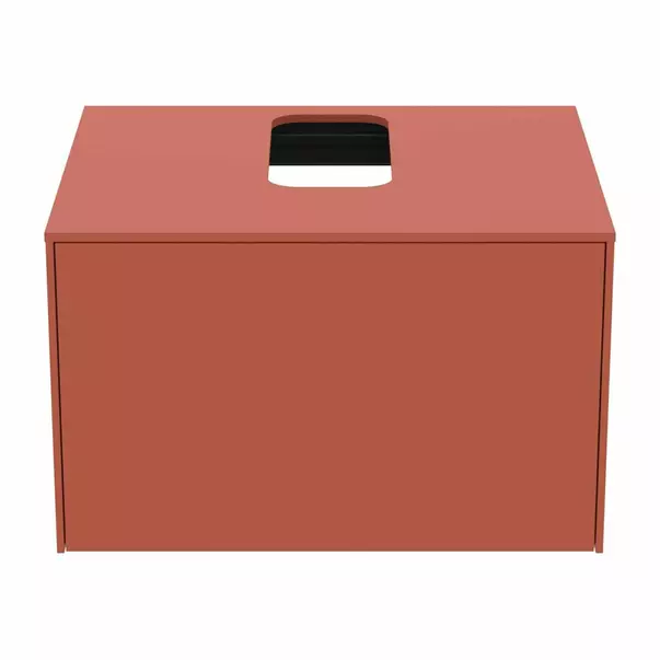 Dulap baza suspendat Ideal Standard Atelier Conca rosu - oranj mat 1 sertar si blat cu decupaj central 60 cm picture - 5