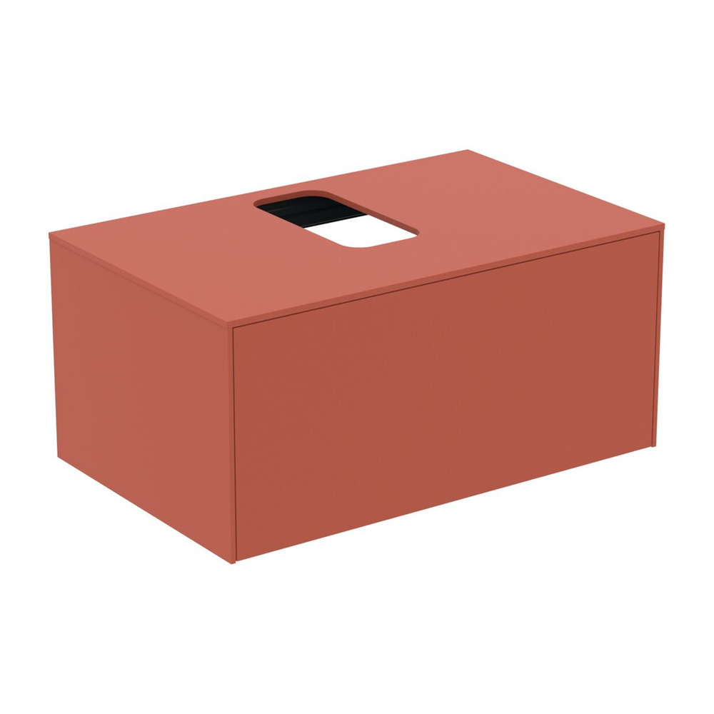 Dulap baza suspendat Ideal Standard Atelier Conca rosu – oranj mat 1 sertar si blat cu decupaj central 80 cm Ideal Standard imagine 2022