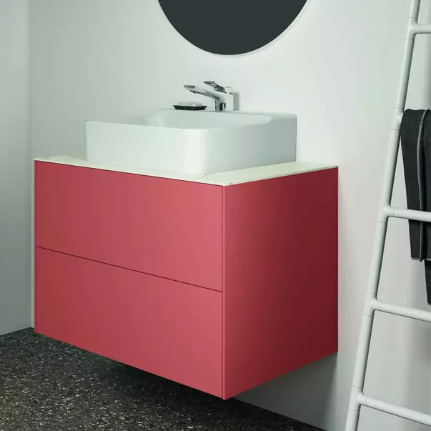 Dulap baza suspendat Ideal Standard Atelier Conca rosu - oranj mat 2 sertare 80 cm picture - 5