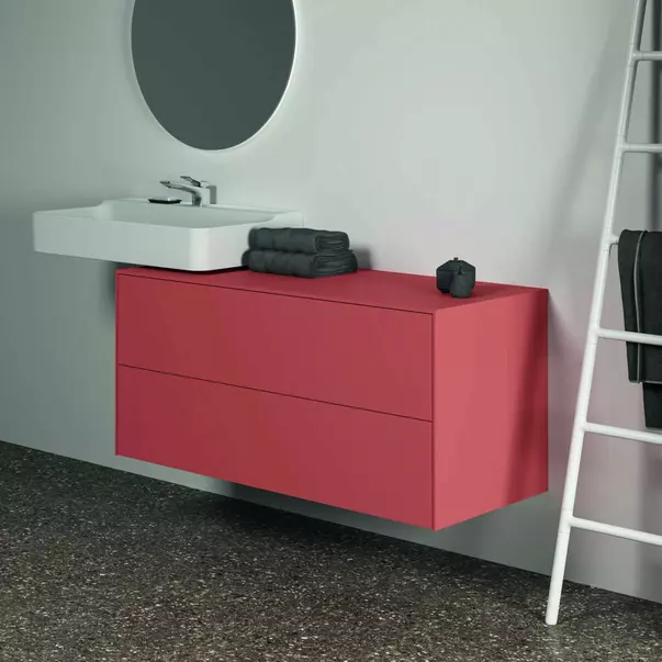 Dulap baza suspendat Ideal Standard Atelier Conca rosu - oranj mat 2 sertare cu blat 120 cm picture - 6