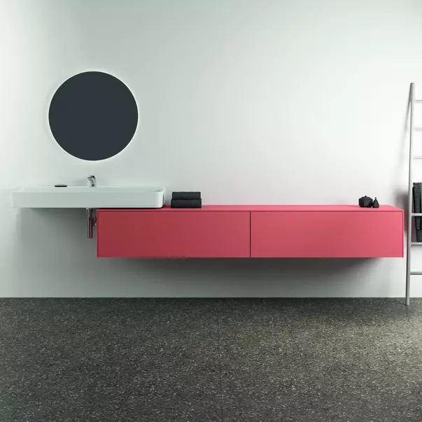 Dulap baza suspendat Ideal Standard Atelier Conca  rosu - oranj mat 2 sertare cu blat 240 cm picture - 4