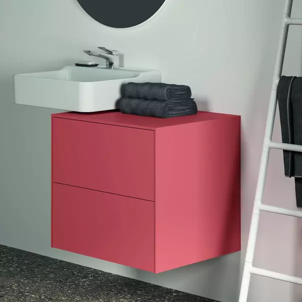 Dulap baza suspendat Ideal Standard Atelier Conca rosu - oranj mat 2 sertare cu blat 60 cm picture - 6