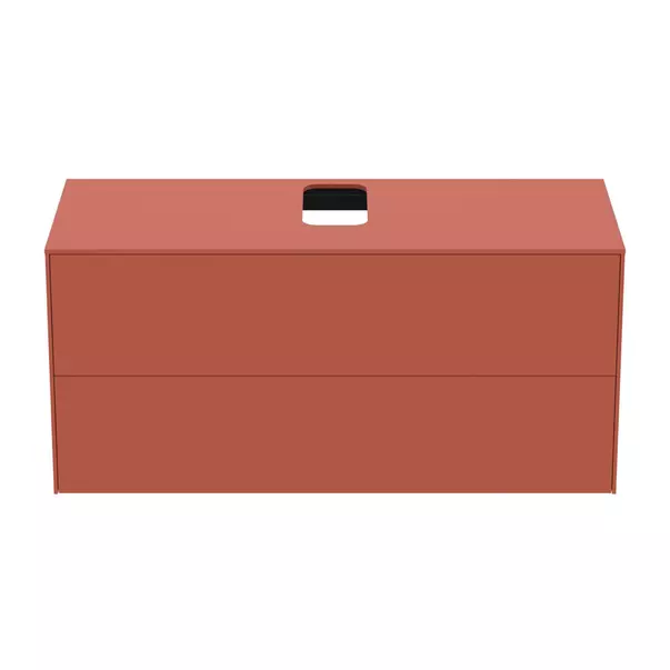Dulap baza suspendat Ideal Standard Atelier Conca rosu - oranj mat 2 sertare si blat cu decupaj central 120 cm picture - 4
