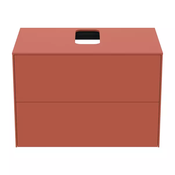 Dulap baza suspendat Ideal Standard Atelier Conca rosu - oranj mat 2 sertare si blat cu decupaj central 80 cm picture - 5